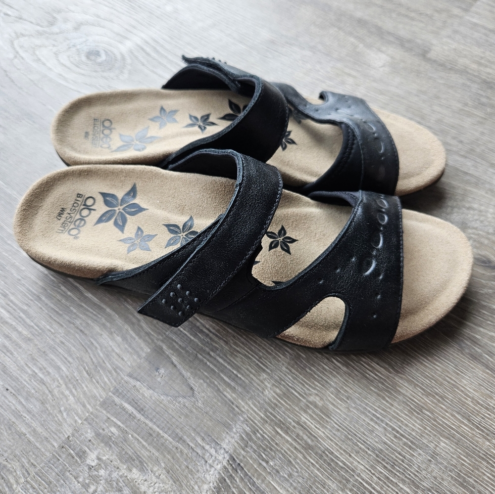 Abeo Biosystem Slide Sandals, Black, Size 7